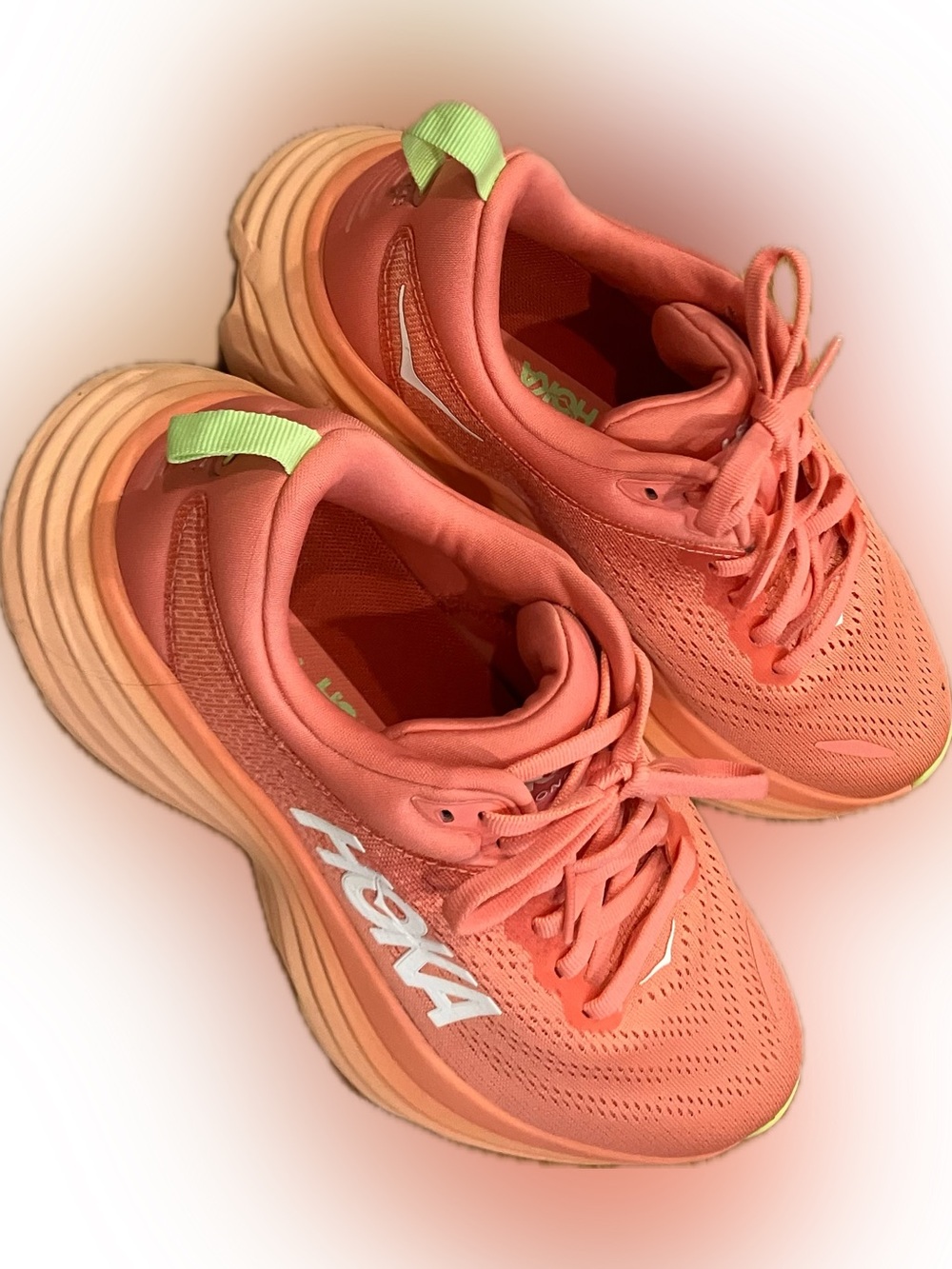 Hoka Women Coral Bondi 8 Athletic Running Shoes
